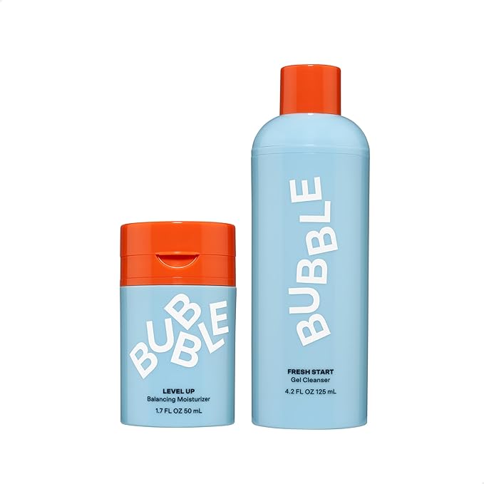 Bubble Skincare Fresh Start Exfoliating Gel Cleanser (125ml) + Level Up Balancing & Hydrating Face Moisturizer (50ml)
