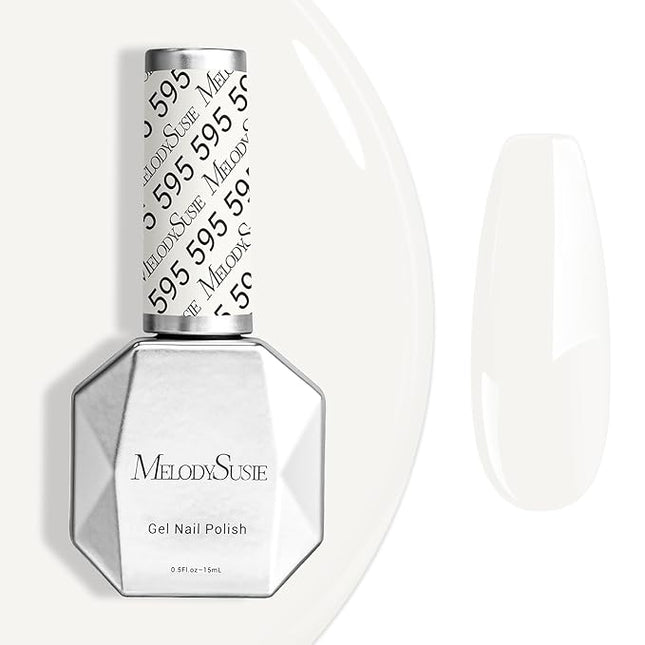 MelodySusie White Gel Nail Polish,0.5fl oz Nails Soak Off UV LED Milky White Gel Polish Christmas Gift for Women Nail Art Manicure Salon DIY Nail Design Decoration at Home-595-A2202