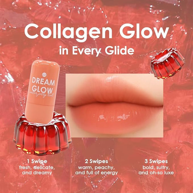 glowiest Dream Glow Collagen Water Jelly Tint – 2-in-1 Lip and Cheek Stain | Hydrating Glossy Finish | Long-Lasting, Lightweight, Buildable Color | Korean Makeup Inspired (Coral Peach)