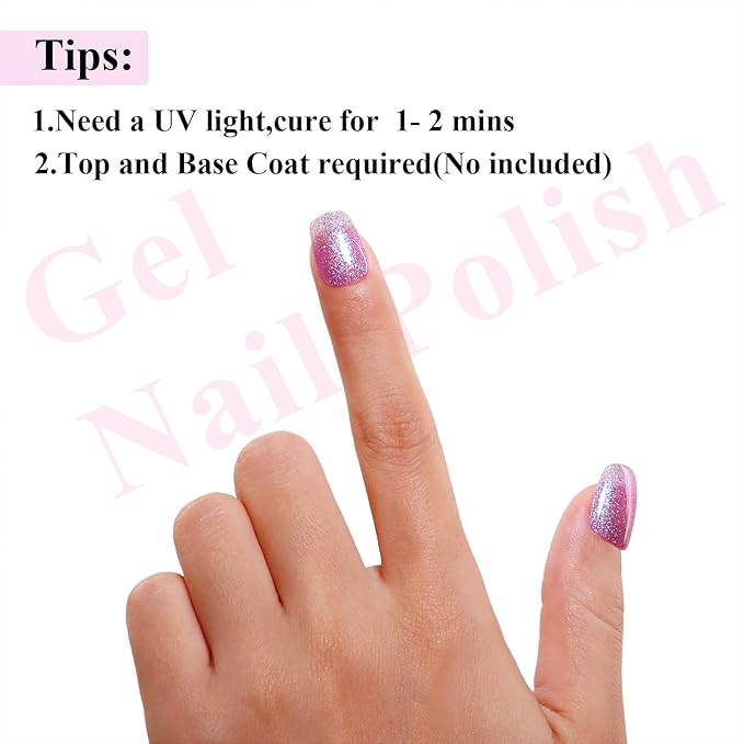 Imtiti Glitter Gel Nail Polish, Mermaid Iridescent Glitter Gel Polish Soak Off LED U V Shimmer Sparkle Nail Gel Polish DIY Nail Art Starter Manicure Salon Gel Nail Polish Kit for Women Girls 10ML