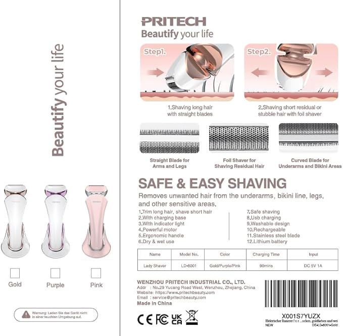 Electric Shaver for Women Rechargeable Wet Dry Electric Razor for Women, Waterproof Lady Shaver for Legs Arm Underarm Bikini Public Body Razor with One Extra Foil Blade