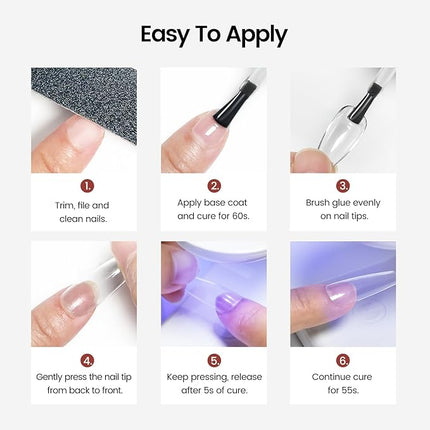 JODSONE 10ml Gel Nail Glue Strong for Nail Tips Long Lasting Extension for Clear Tips and Clear Press On Nail Glue,Salon Art DIY at Home Need U V Light Cured
