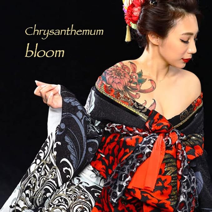 Large Temporary Tattoos Women Temporary Neck Tattoos Temporary Realistic Flower Chest Tattoo for Adults (Temporary Tattoos Sticker 4)