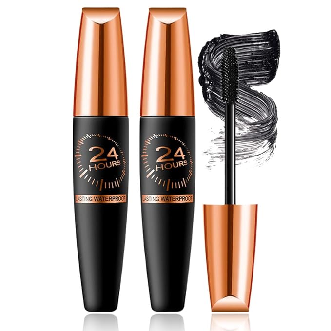 Waterproof Silk Fibre Thick Lengthening Mascara, 4D Silk Fiber Lash Mascara for Women, Long Lasting Smudge-Proof Curling Eyelashes Mascaras Black Volume and Length Natural, All Day Full (2)