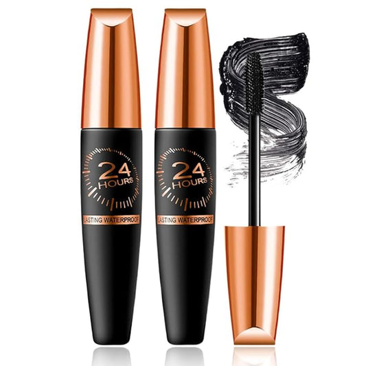 Waterproof Silk Fibre Thick Lengthening Mascara, 4D Silk Fiber Lash Mascara for Women, Long Lasting Smudge-Proof Curling Eyelashes Mascaras Black Volume and Length Natural, All Day Full (2)