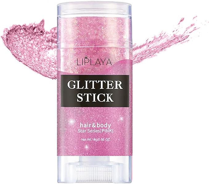 Pink Face and Body Glitter Stick,Holographic Neon Accessories Outfit Singer Concert Sparkling Festival Rave Glitter Makeup