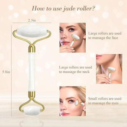 Gua Sha Facial Massage Tool & Jade Roller Set, Facial Massager for Face, Neck, Back, Arms, Legs, Eye,SPA Gifts for Women Gua Sha Facial Massager Reduce Puffiness and Improve Wrinkles