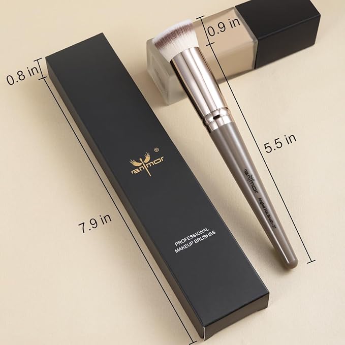 Anmor Angled Kabuki Brush, Professional Angled Foundation Makeup Brush, Perfect for liquid, Cream and powder Face Makeup, Luxurious Soft Synthetic Fibers