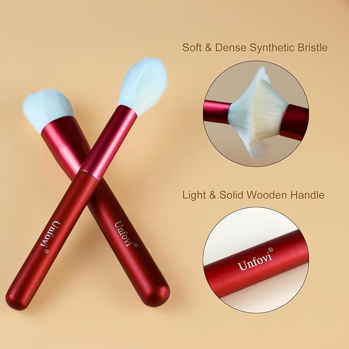 14-Piece Daily Makeup Brush Set - Essential Cosmetic Brushes Kit for Foundation, Concealer, Eyeshadow & Powder Blush, Professional Face Blending Brushes Kit for Women(Red)