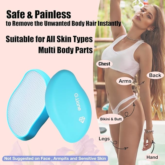 Premium Crystal Hair Eraser,Painless Exfoliation Hair Removal Epilator,Nano Glass Hair Remover for Women,Natural Gentle and Efficient Shaver Trimmer on Leg Arm(Ocean Blue)