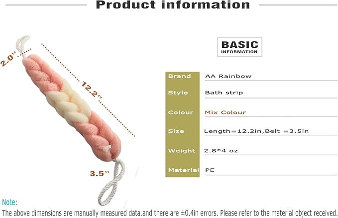 AARainbow 4 Packs Long Stretch Back Sponge with Rope Handles Back Scrubber Bath Shower Mesh Sponge Exfoliating Body Scrub Stretch Braided Loofah for Men and Women (B-1 Grey+1 Green+1 Pink+1 Coffee)