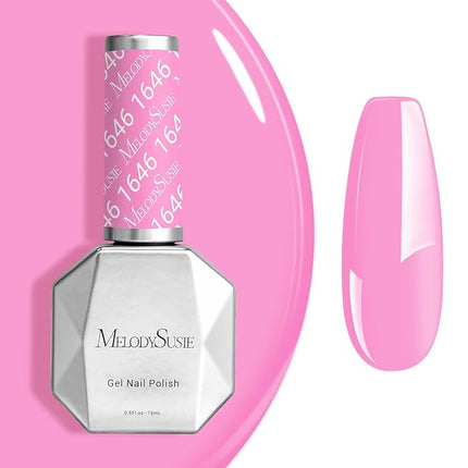 MelodySusie Light Pink Gel Nail Polish,0.5fl oz Nails Soak Off UV LED Bright Pink Gel Polish Gift for Women Nail Art Manicure Salon DIY Nail Design Decoration at Home-1646