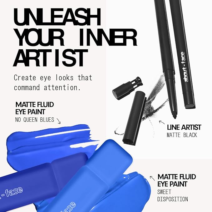 about-face Matte Fluid Eye Paint Sweet Disposition – High-Pigment Liquid Eyeshadow, Long-Lasting, No-Budge Matte Finish, Vegan & Cruelty-Free (Cornflower Blue)