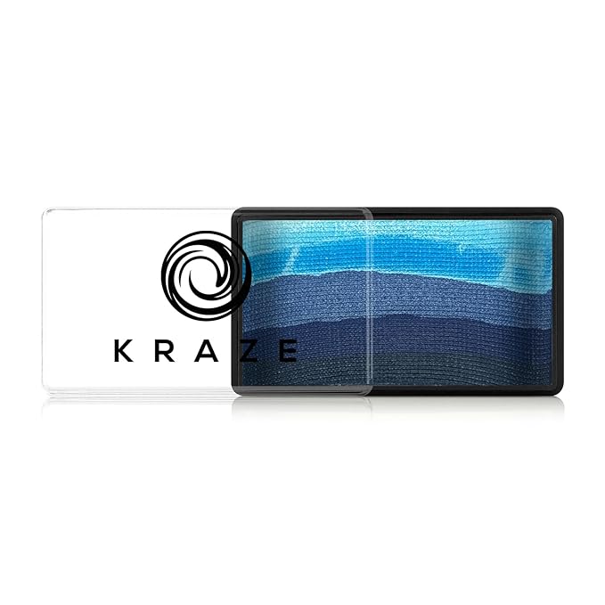 Kraze FX Dome Stroke - Bluebell by Linnea (25 gm), Professional 1-Stroke Split Cake, Hypoallergenic, Non-Toxic, Water Activated Face & Body Painting Makeup Supplies for Kids Safe Adults