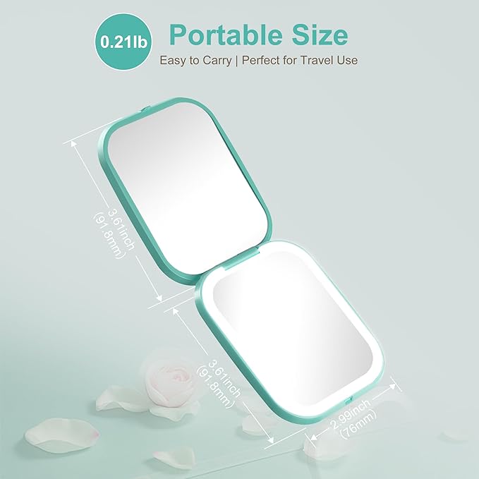 S'bagno LED Makeup Mirror with 1X/5X Magnification, Dimmable Light, Rotation for Beauty, Makeup, Skincare & Grooming, Blue