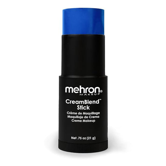 Mehron Makeup CreamBlend Stick | Face Paint, Body Paint, & Foundation Cream Makeup | Perfect for Halloween .75 oz (21 g) (Blue)