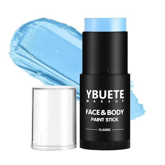 Light Blue Face Body Painting Stick, Professional Light Blue Full-coverage Cream Face Paint for Halloween SFX Cosplay Makeup, Washable Eye Body Stick for Adult Costume Party