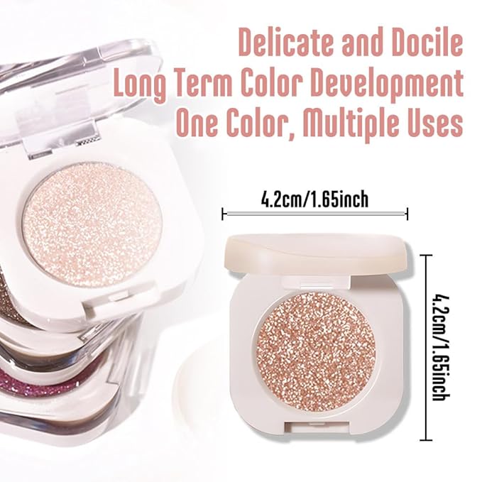 Glitter Eyeshadow Palette,Shimmer Light Nude Eyeshadow Makeup,Neutral Shiny Pressed Powder,Single Vegan Eyeshadow,Highly Pigmented Natural Eyeshadow Palette,Monochrome Long Lasting Glitter Eye Make 09