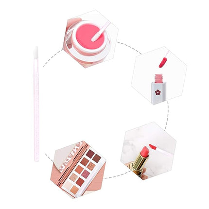 Elisel 100 Pcs Disposable Crystal Lip Brushes Make Up Lip Brushes Lipstick Lip Gloss Wands Eyeshadow Brushes Applicator Tool Makeup Beauty Tool Kits (Pink)