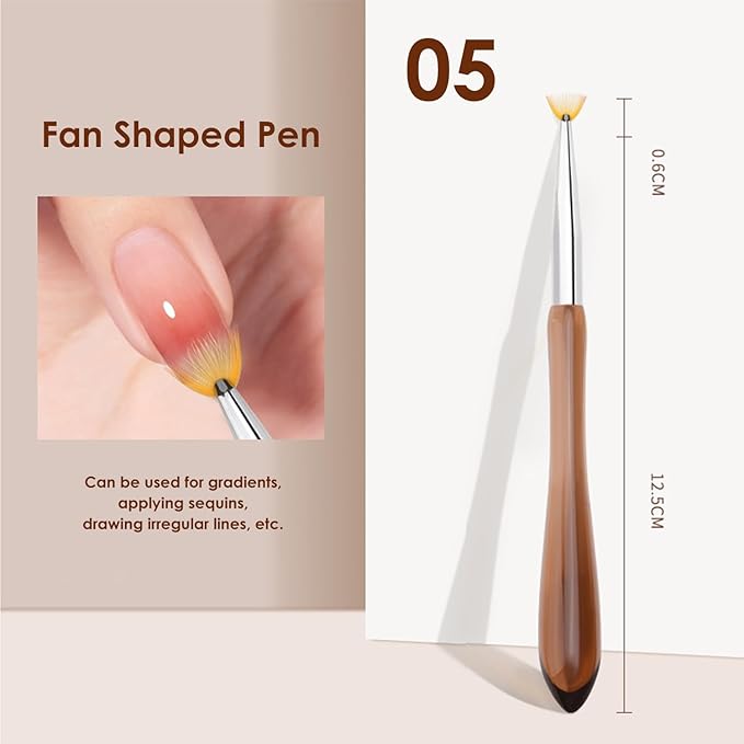 Nail Art Brushes Fan Shaped Pen, Gradient Brush, Nail Drawing Pen For Home DIY Salon Use, 05