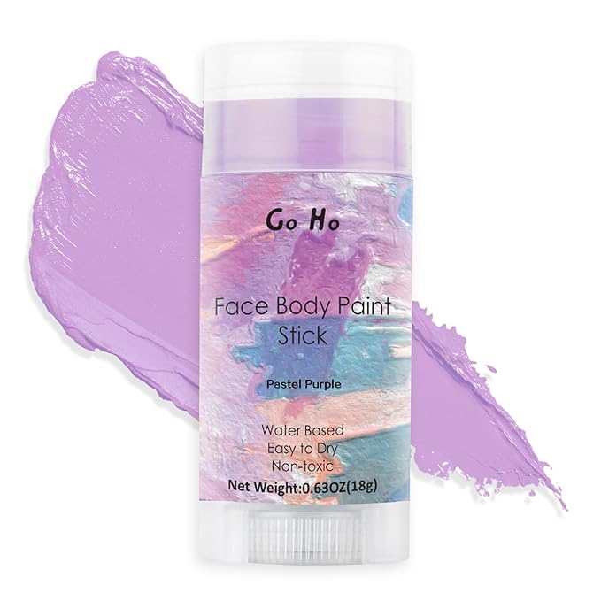 Go Ho Water Based Pastel Purple Face Body Paint Stick,Non-Toxic Face Painting,Easy-to-use Facepaint for Halloween SFX Ursula Cosplay Costume Makeup,0.63oz