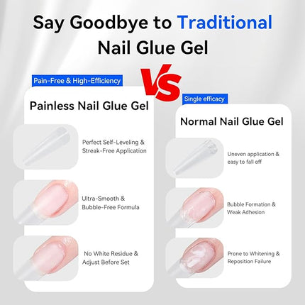 JODSONE 16.5ml Nail Glue Gel Clear and Long-Lasting Requires a Manicure Lamp to Cure for Attaching False Nails Repairing Broken Nails and Securing Decorations