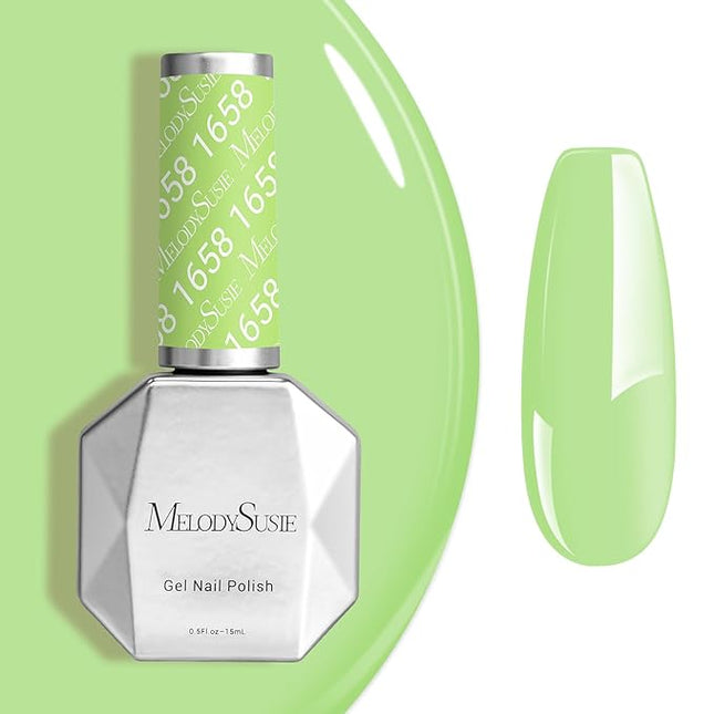 MelodySusie Light Green Gel Nail Polish,0.5fl oz Nails Soak Off UV LED Bright Apple Green Gel Polish Nail Art Manicure Salon DIY Nail Design Decoration at Home Gift for Women-1658