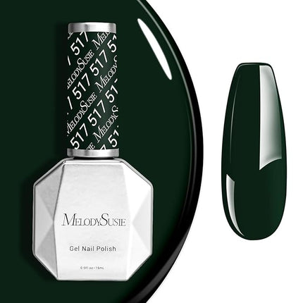 MelodySusie Black Gel Nail Polish, 0.5 Fl Oz Blackish Green Gel Polish Soak Off UV LED Nail Lamp Black Green Gel Polish Christmas Gift for Women Nail Art Starter Manicure Salon DIY At Home-517-A2001