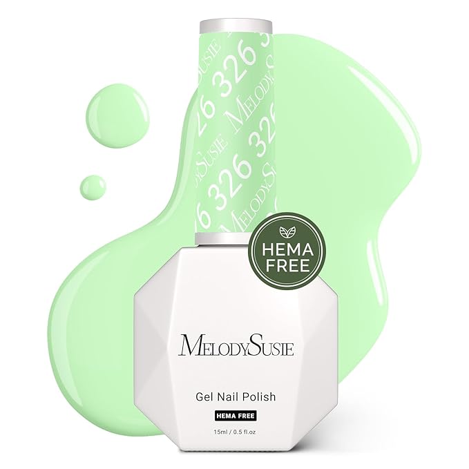 MelodySusie Hema Free Gel Nail Polish, 0.5 Fl Oz Thick Light Green Gel Polish, Non Toxic, Long Lasting, Soak Off UV Nail Polish, Manicure Nail Design Salon DIY Nail Art at Home 326