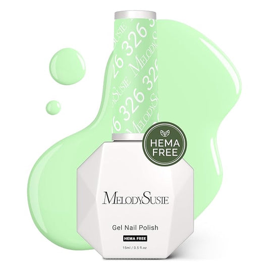 MelodySusie Hema Free Gel Nail Polish, 0.5 Fl Oz Thick Light Green Gel Polish, Non Toxic, Long Lasting, Soak Off UV Nail Polish, Manicure Nail Design Salon DIY Nail Art at Home 326