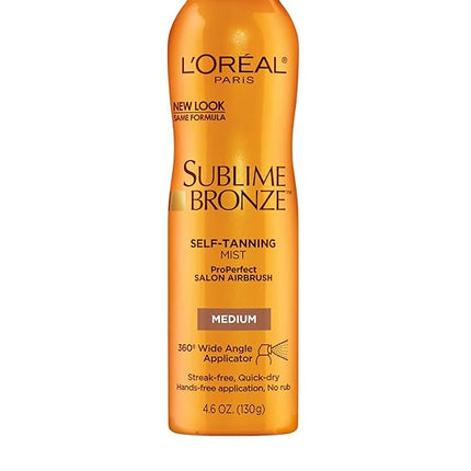 L'Oreal Paris Sublime Bronze Self Tanning Mist, Medium to Natural Spray Tan, 4.6 oz