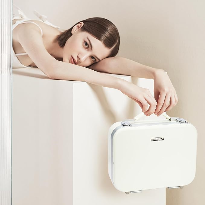 Travel Makeup Train Case With LED Lights, 3 Brightness Adjustable Portable Makeup Organizer, Professional Adjustable Divider Storage Waterproof Makeup Train Case Accessories and Toolboxes