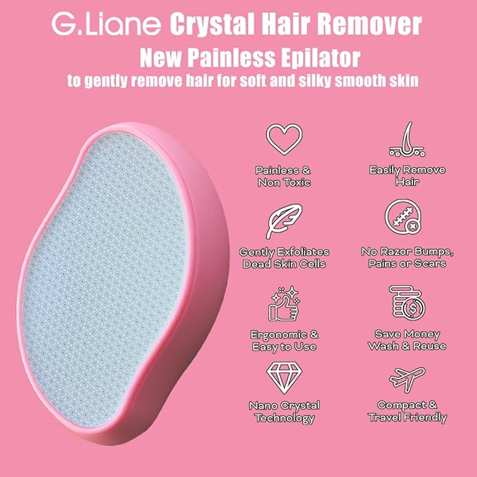 Premium Crystal Hair Eraser,Painless Exfoliation Hair Removal Epilator,Nano Glass Hair Remover for Women,Natural Gentle and Efficient Shaver Trimmer on Leg Arm(Rose Pink)