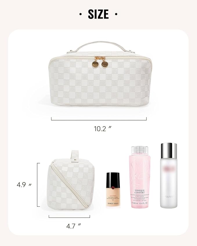 EACHY Travel Makeup Bag,Large Capacity Cosmetic Bags for Women,Waterproof Portable Pouch Open Flat Toiletry Bag Pattern Makeup Bag