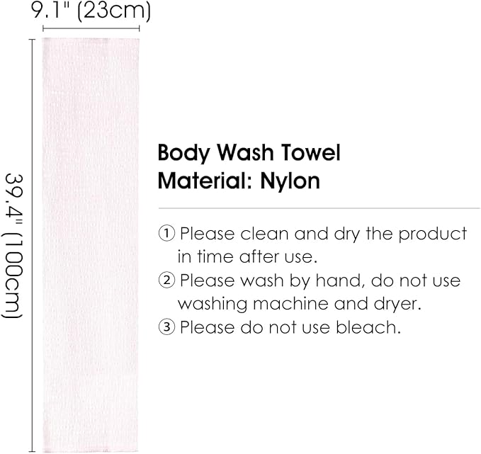 SHIMOYAMA Body Wash Towel, Exfoliating Shower Towel, Bath Loofah, Body Scrubber (Pink)