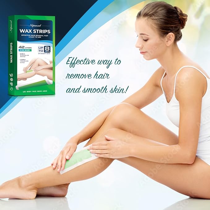 Wax Strips: 42 Waxing Strips - Hair Removal for Body Arms Legs Chest Back - Brazilian Waxing - Waxing Kit for Women Men - Body - 2 Sizes