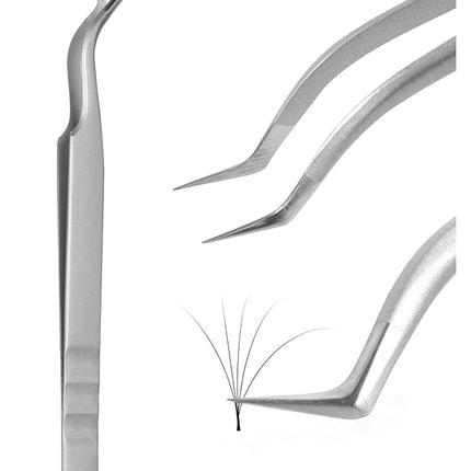 Beyelian Volume Lash Tweezers Lash Tweezers for Eyelash Extensions, Non-slip High Precision Effortless Tip for Mega Fans, Stainless Steel ZJ12