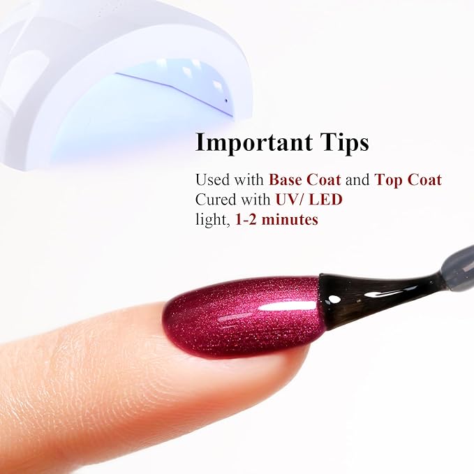 Pearl Gel Nail Polish,Red Glitter Pearl Gel Nail Polish Sparkle Shimmer Fall Winter Soak off LED UV for Art DIY Manicure 15ML