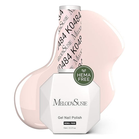 MelodySusie Hema Free Gel Nail Polish, 0.5 Fl Oz Thick White Nude Pink Gel Polish, Non-Toxic, Long Lasting, Soak Off UV Nail Polish, Manicure Nail Design Salon DIY Nail Art at Home K0484