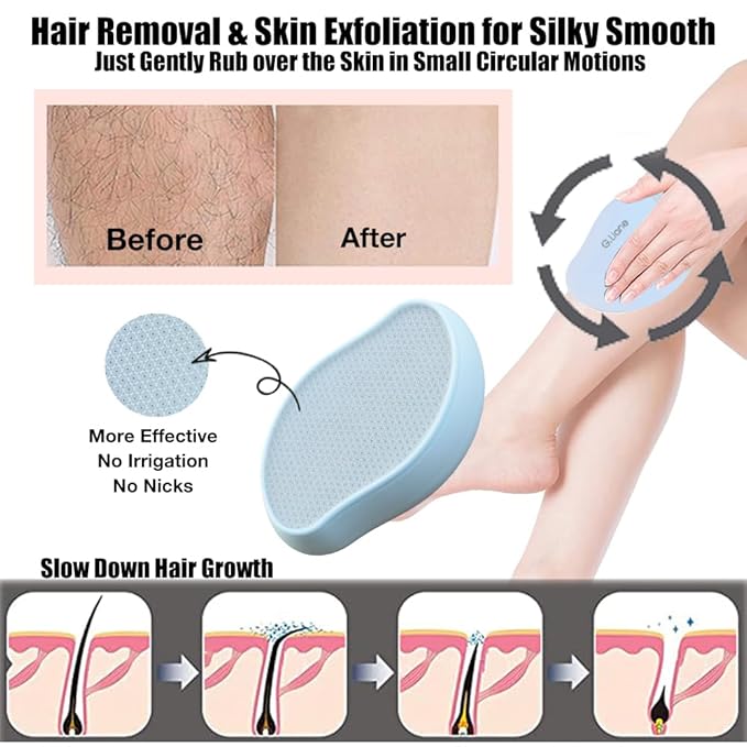 Premium Crystal Hair Eraser,Painless Exfoliation Hair Removal Epilator,Nano Glass Hair Remover for Women,Natural Gentle and Efficient Shaver Trimmer on Leg Arm(Sky Blue)