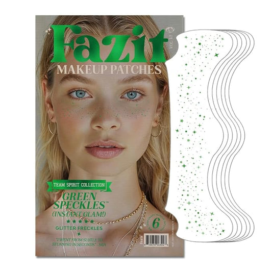 Fazit Makeup Patches - Face Makeup Patches - Beauty Face Makeup - Green Speckles - Waterproof Green Speckles - Temporary Face Green Speckles for Women - 6 Count