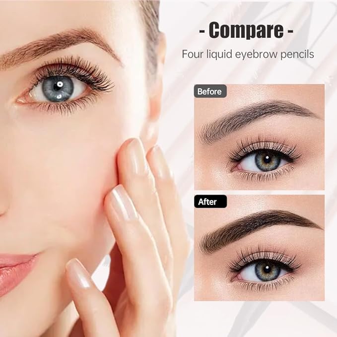 Microblading Eyebrow Pen, 2025 New 3D Waterproof Eyebrow Pencil, Premium Eye Brow Pen with 4 Tip, Long-Lasting Natural Magic Eyebrow Makeup Fine Stroke Contouring Pencil Stay on All Day (Dark Brown)