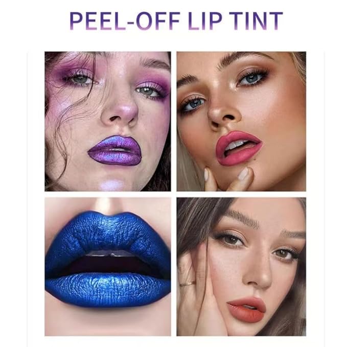 Peel-Off Lip Liner Stain Set | 2 Color Long-Lasting Waterproof Lip Tint, Transfer-Proof Matte Highly Pigmented Color Lip Gloss Longwear Pigmented (NEON ROSE/DMNE, Set1)