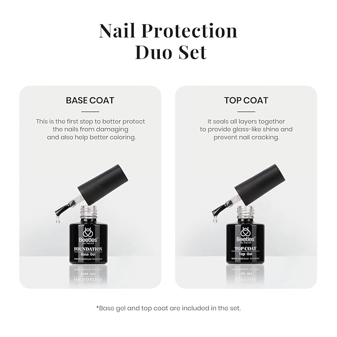 Beetles Gel Nail Polish Set - 4Pcs White Black Gel Polish Set with No Wipe Top&Base Coat Nail Polish Set Soak Off UV LED Lamp Manicure Salon DIY Home Halloween Gifts for Her Women