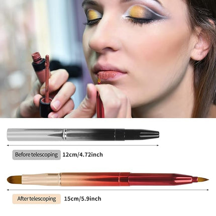 Unaone [2 Pack] Lip Brush for Lipstick, Retractable Lip Brushes, Dual-ended Makeup Brush for Lipstick Lip Gloss, Include Lid