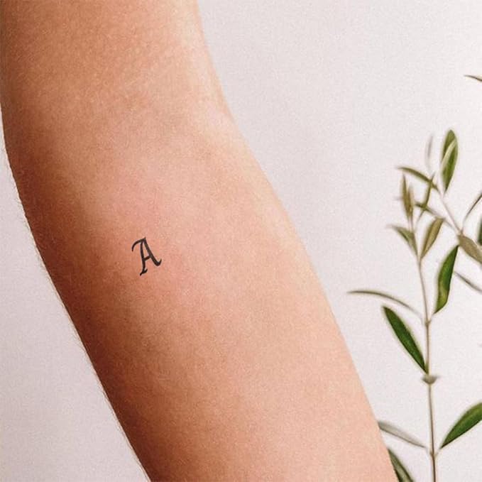 Script Letter Temporary Tattoo Alphabet – Custom Name & Date Fake Tattoos for Women, Handwriting Font A-Z & Numbers 0-9, Realistic, Waterproof & Long Lasting for 2 Weeks