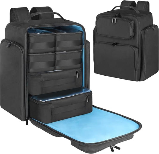 Travel Makeup Organizer Backpack with 6 Removable Cases,Extra Large Cosmetic Storage Bag for Women and Professional Make up Artist (Black)