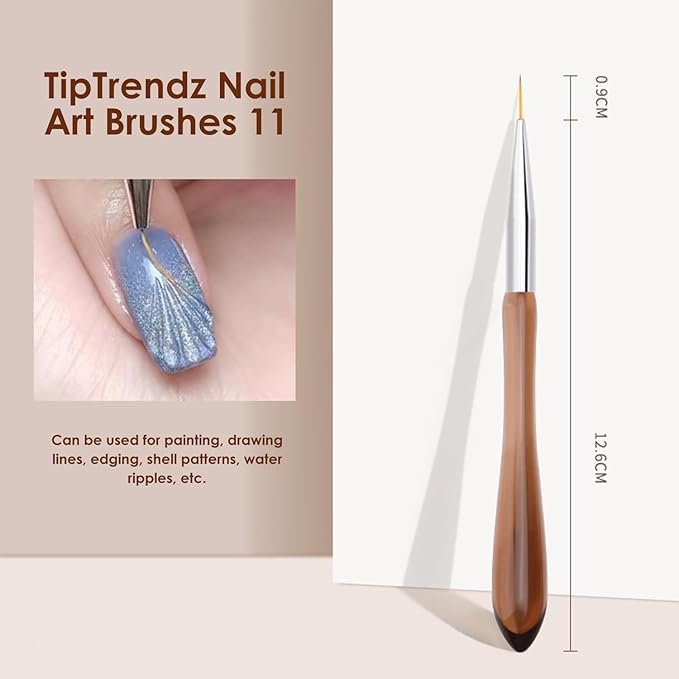 Nail Art Brush Middle Line Pen - Precision Tool for Detailed Nail Design, Fine Lines, and Intricate Patterns, 11