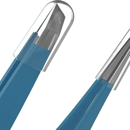Tweezer Guru Eyebrow Tweezers for Women & Men - Set of 2, Professional, Stainless Steel, Slant and Pointed Tweezers for Ingrown Hair, Splinters and Blackhead Removal (Teal)
