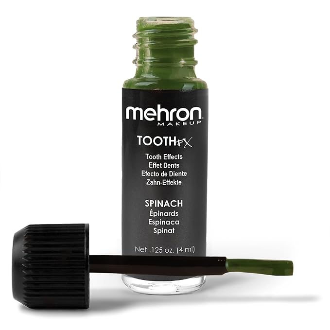 Mehron Makeup Tooth FX Spinach | Temporary Green Tooth Paint | Perfect for Creating Green Teeth FX & Rotten Teeth Makeup for Halloween, Cosplay, & Theatre .125 oz (4 ml)